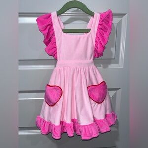 Size 2T NWOT velour dress with heart pockets